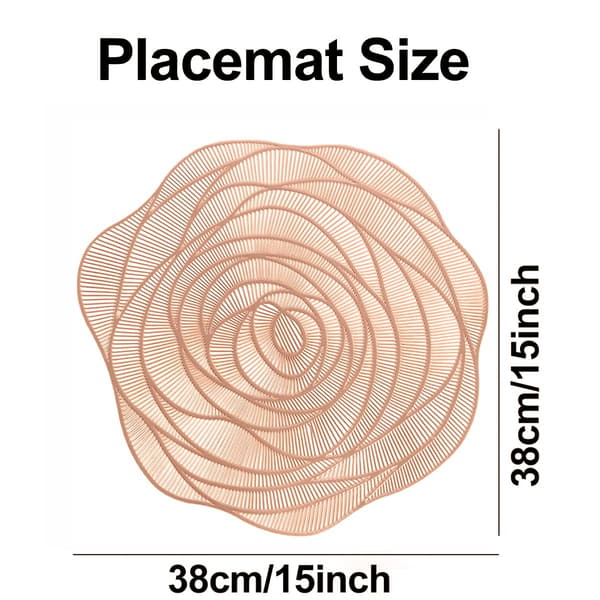 Rose Flower Pressed Vinyl Placemats Elegant Table Mats Kitchen Table Setting for Wedding Holiday Dinner