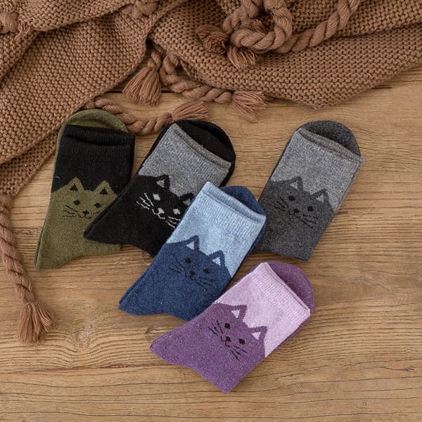Women's Wool Socks for Winter, Soft Warm Comfortable Thick Crew Socks, 5 Pairs