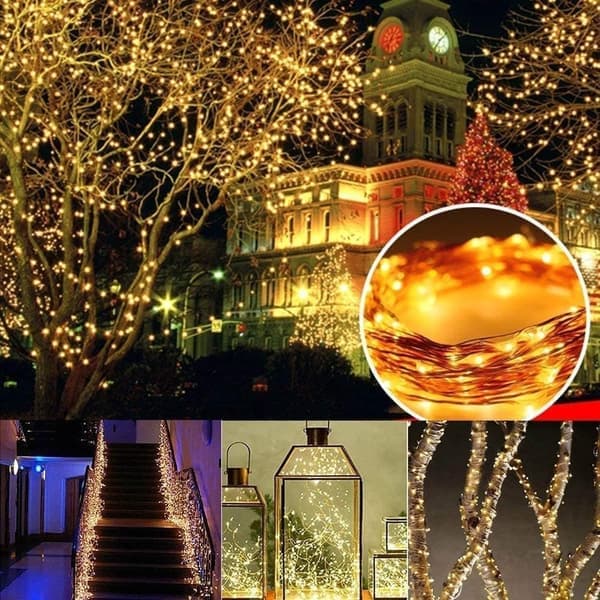 Solar string lights 2-pack 30m 300 LED, outdoor decorative lighting for garden & party