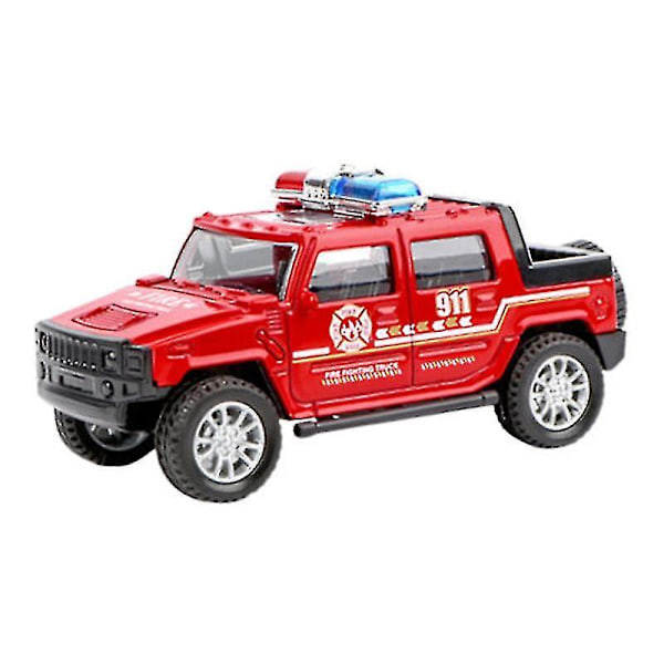 Ny 1/36 Simulerings Polisbil Dragbil Modell Leksak Present till Barn Röd