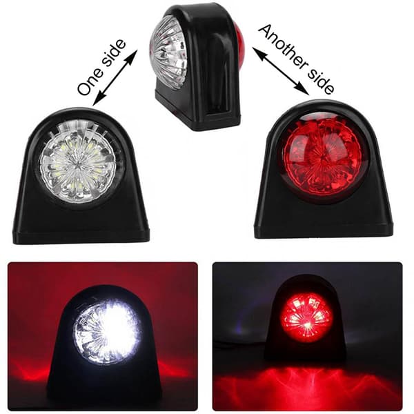 8LED Red and White Round Edge Light 10-30V