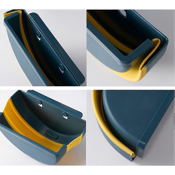 Wall Mounted Foldable Trash Holder, Foldable Wall Mounted Trash Can for Kitchen, Car, Home, Dark Blue 27.5*15*6cm Waste Storage 1 Set [DB]