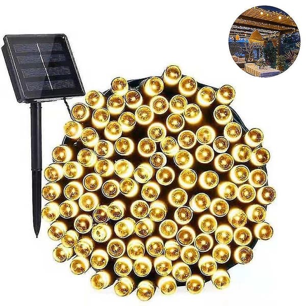 20m Solcellelys Utendørs, 200 Led Solcellelys Utendørs Varm Hvit 8 Moduser Led Solcellelys Solcellelys Utendørs Dekor Til Hage