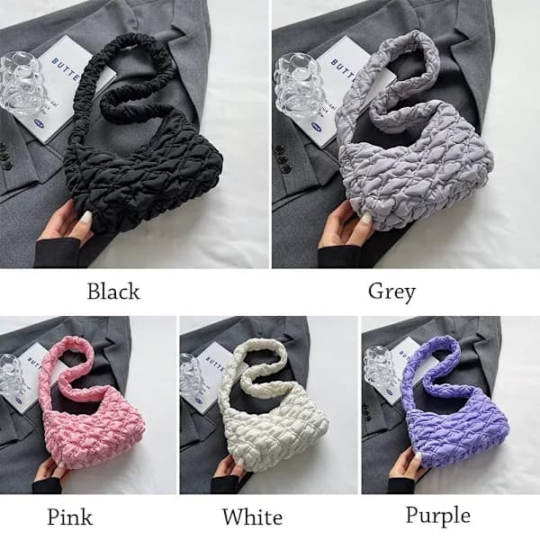 Plisserad Bubbles axelväska crossbody-väska GRÅ