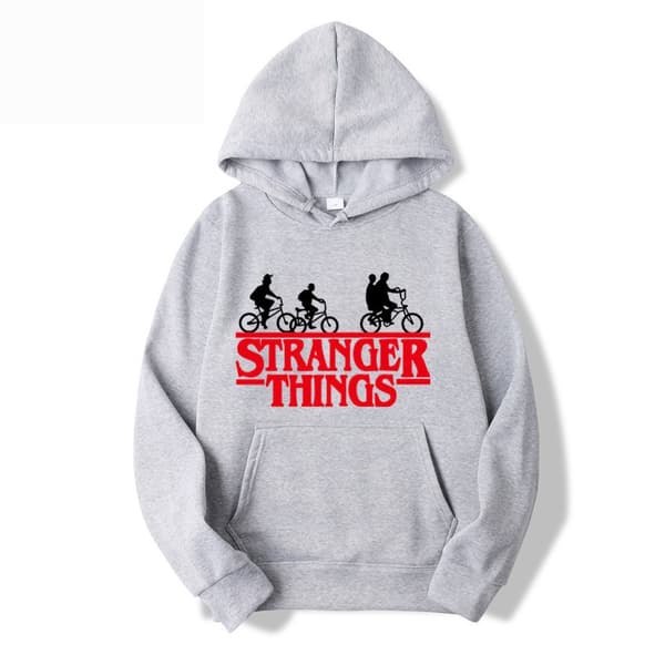 Stranger Things Trykket Pullover Hettegenser med Fleecejakke - Lys Grå - Størrelse S Lys Grå Light Gray S Light Gray S