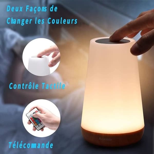 GENOSSEN LED Night Light, Colorful Bedside Lamp, Touch Night Light with 13 Color Changes, Rechargeable, Christmas Gift