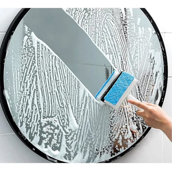 2-in-1 Cleaning Brush, Window Squeegee with Sponge, Cleaning Tool for Mirrors, Windows, Tiles, Bias