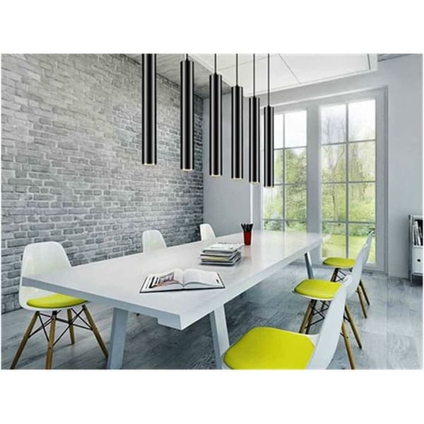 30 cm Black Cylindrical Pendant Lamp with GU10 Socket (Black 1 pc)