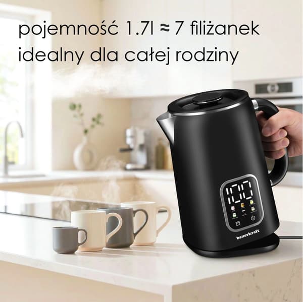 Cordless Kettle 1.7 L, Smart Temperature Control, Black