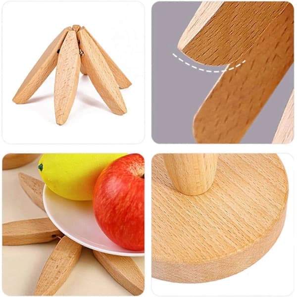 Treunderlegg for varme retter, sammenleggbart treunderleggsett for varme retter og