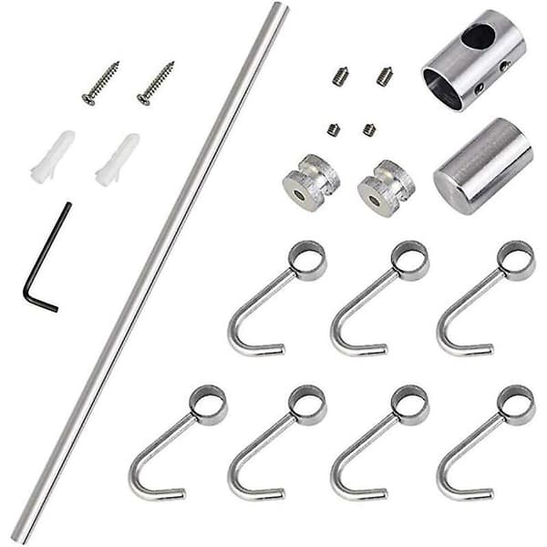 Kitchen Wall Rack Wall Mounted Kitchen Utensil Storage Rack with 7 Hooks, for Hanging Kitchen Utensils - Soup Ladle, Pot, Pan, Drain, Glove, Kn