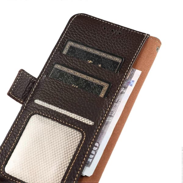 KHAZNEH Case Compatible with Sony Xperia 1 VI Side Magnetic Genuine Cowhide Leather RFID Blocking Case[LD]