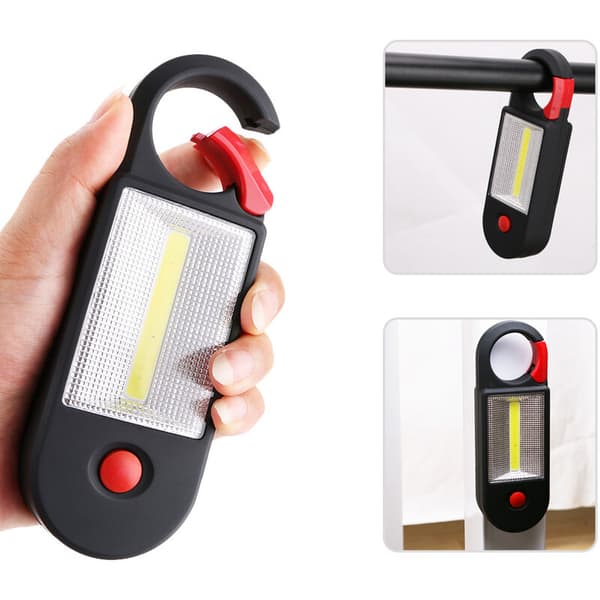 Mini bærbar COB LED lanterne lampe nødbelysning vandtæt hængekrog til camping 2 tilstande, sort gul