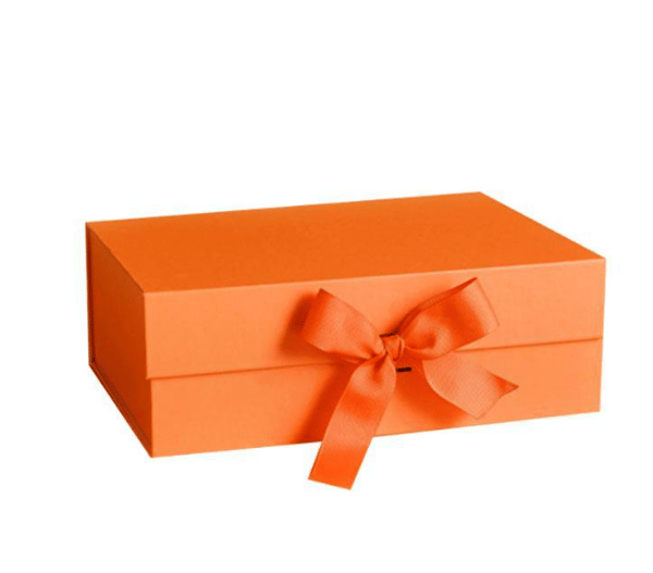 Orange Large Paper Box with Ribbon, Bow Gift Box, Magnetic Gift Box