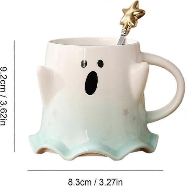 Halloween Ghost Pumpkin Coffee Mug, Ceramic Halloween Cup with Handle for Kitchen Dining Room