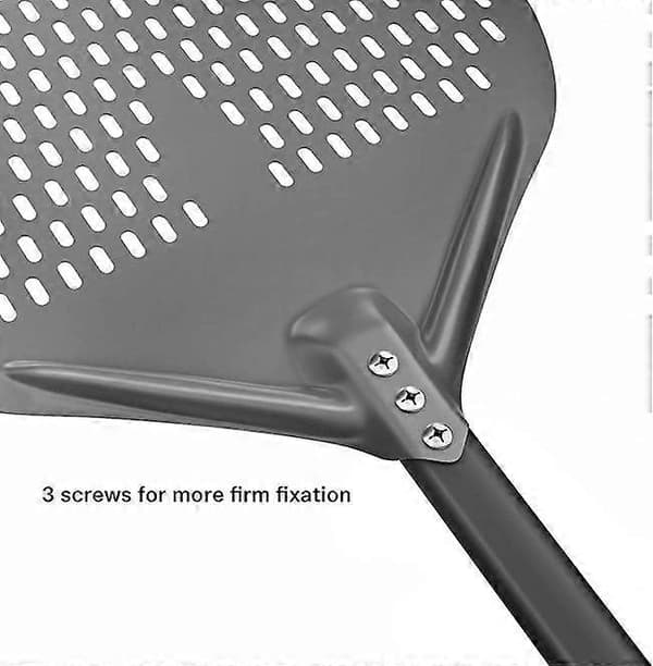 14\" Perforert Pizzaspade med Langt Håndtak, Hardanodisert Aluminium [JUN]