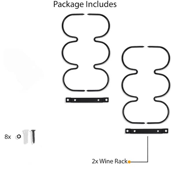 (2-pack, Black) Countertop Wine Rack - Storage Organizer for Ki,A