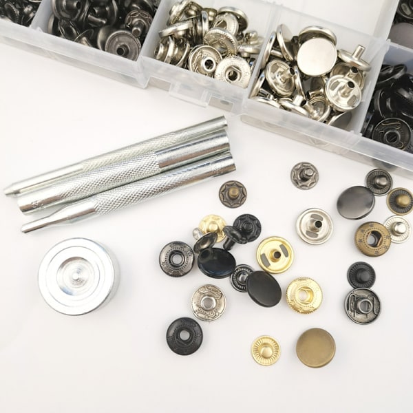 120 Sett Lær Trykknapper Kit, 12.5mm Metall Knapp Trykknapper 6 Farger Lær Trykknapper for Klær, Jakker, J