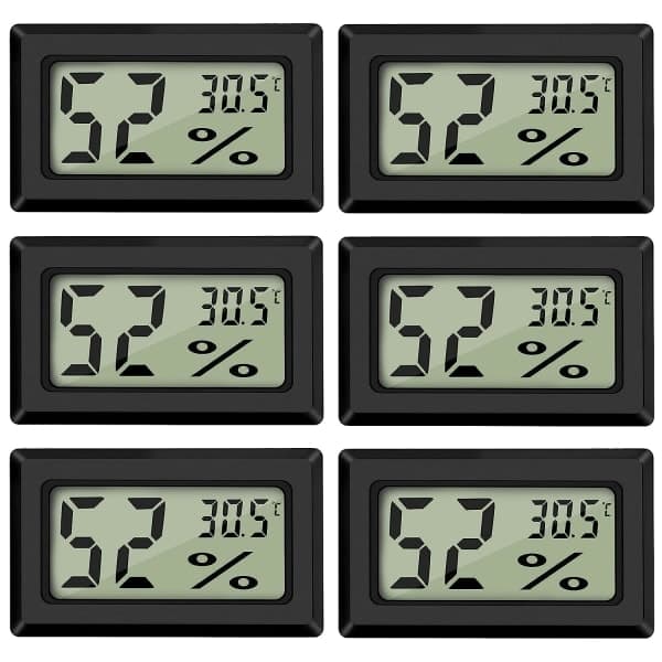 Digitalt termometer hygrometer med fugtighedssensor - sort (6-pak)-FY-