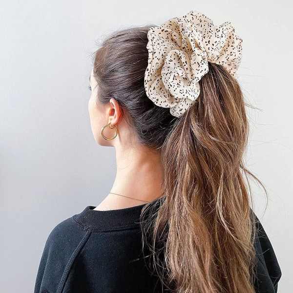 6 PAK Hår Scrunchies Store Scrunchies Bløde Chiffon Oversize Scrunchies Kæmpe Scrunchie til Kvinder og Piger