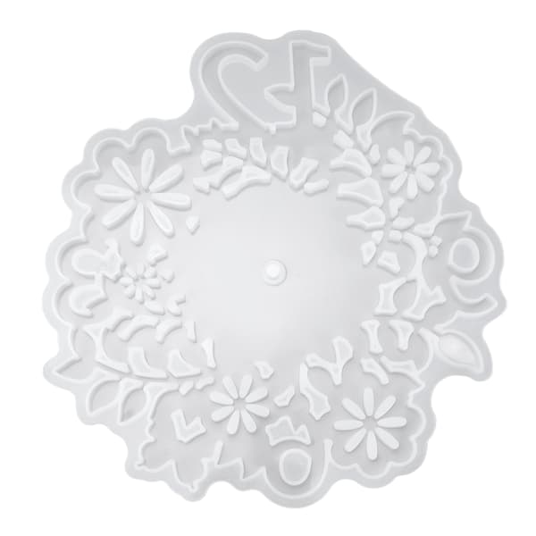 Silicone Mold Leaf Flower Pattern Clock Dial White Reusable Resin Mold for DIY Craft Home Decor Gift