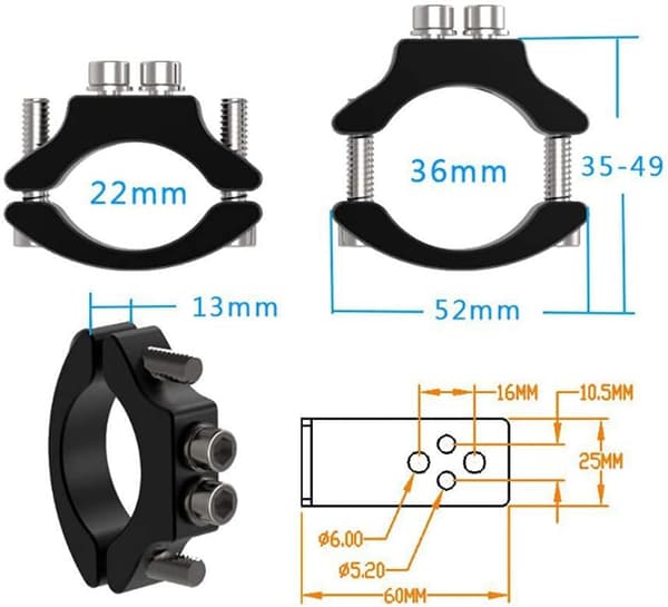 Motorcycle Turn Signal Bracket, Work Light Mounting Bracket Diameter