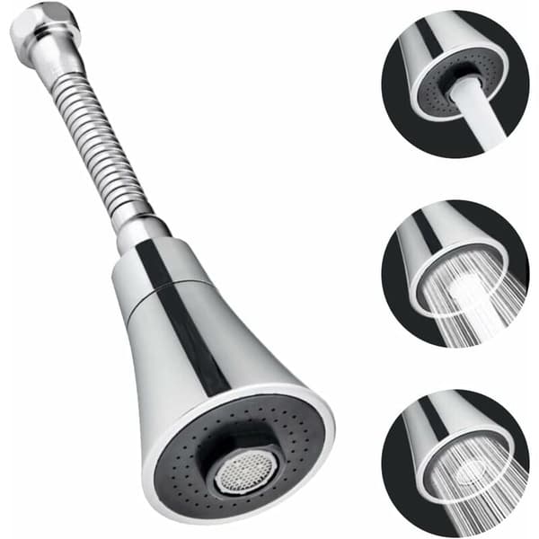 Stainless Steel Kitchen Faucet Head with Pull-Down Function, 360° Rotatable Splash-Proof Sprayer 19cm
