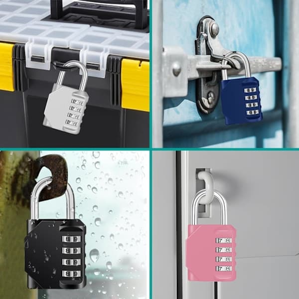 Combination Padlock, 4-Digit Code Lock, Gym Padlock, School Locker Lock, Weatherproof Outdoor Combination Lock Rose Pink Pink