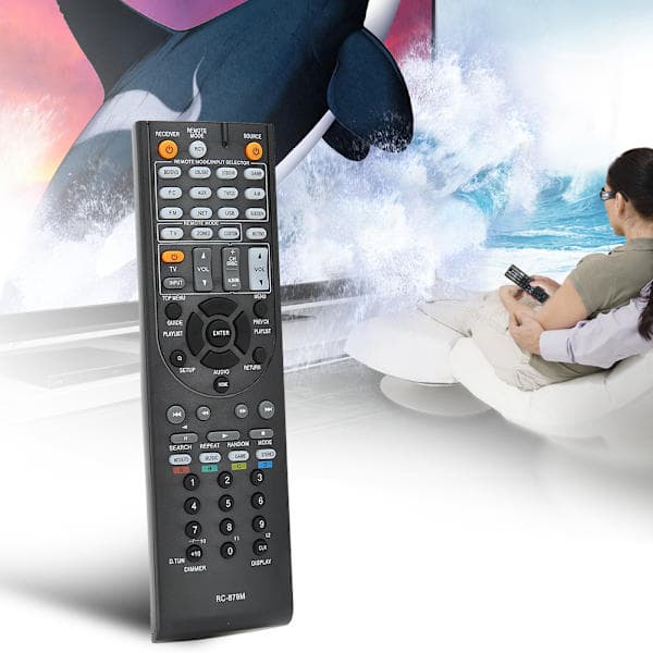 RC-879M erstatningsfjernkontroll passer for ONKYO AV-mottaker TX-NR535 TX-SR333 HT-R393 HT-S3700