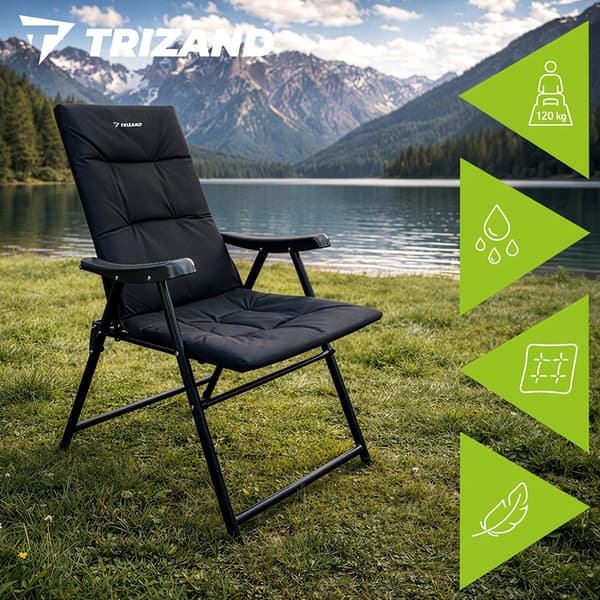 Folding camping chair with backrest, 59x70x91 cm