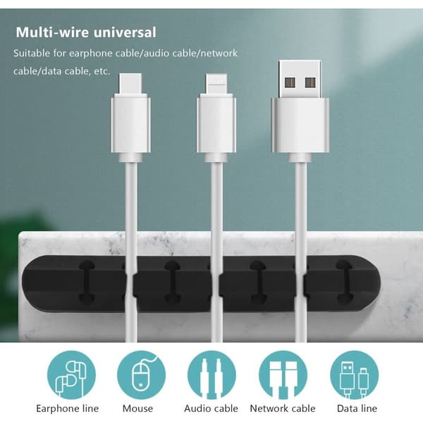 Cable Management Clip, Self-Adhesive Silicone Power Cable for Desk USB Charging Cable, Mouse Cable, Office and Home Computer