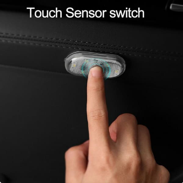 2 stk USB-ladende bilinteriør atmosfærelys leselys LED trykksensor isblå