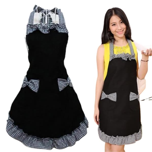 Lovely Retro Cute Aprons Vintage Aprons (Black)