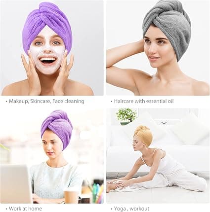 3-pak (Lilla) Mikrofiber Hårhåndklæde Wrap Superabsorberende