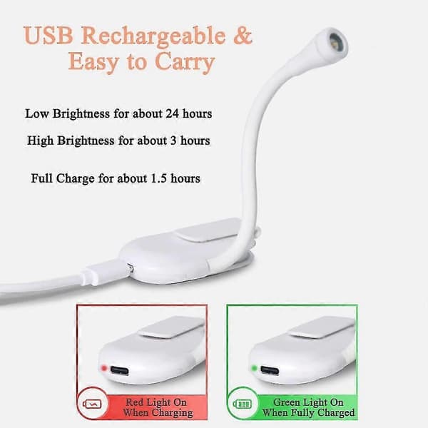 Rechargeable Reading Light, Lamp for Reading in Bed, Reading Lamp