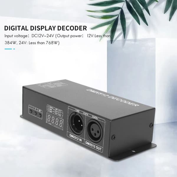 DMX 512 Digital Display Decoder, DMX512 Dimming Control for LED RGBW Strip Light Strip RJ45 Connection DC 12 - 24V 20A (4 Channels)