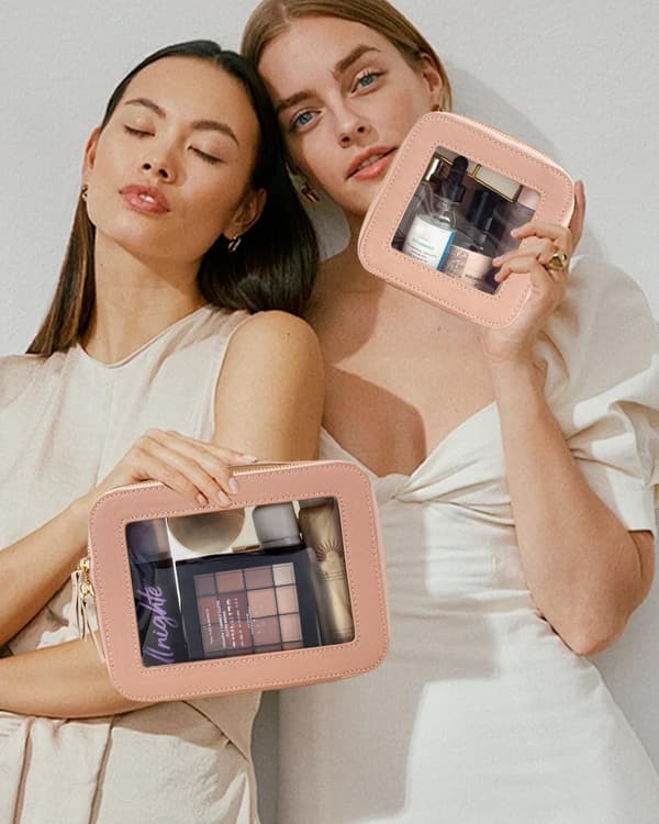 2-delt rejsesæt med gennemsigtig makeuptaske