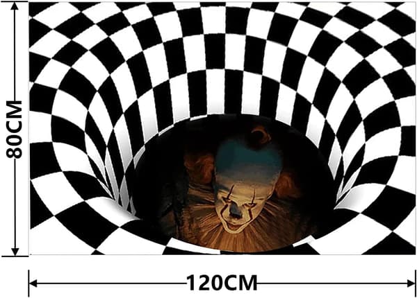 3D Optisk Illusionsmatta, Clownfälla Mönster Halkfri Rektangulär