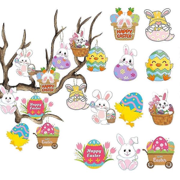 Easter Hanging Ornaments Happy Easter Bunny Decoration Spring Holiday Rabbit Egg Decor Easter Party Ornaments