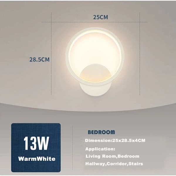 LED Vägglampa Inomhus 13W Rund Varmvit 3000K Modern för Sovrum Vardagsrum Trappa Hall AC 220V