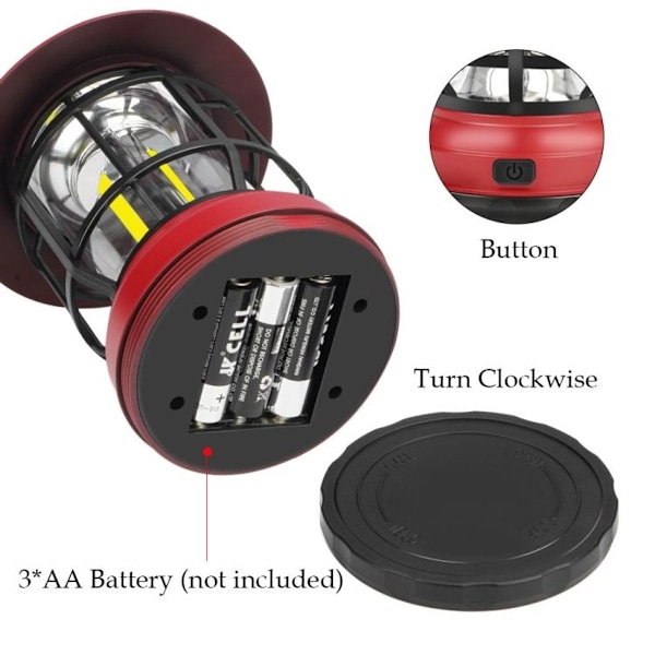 Utomhus Camping Tältlampor Multifunktionell Retro Hängande Lykta Stil Batteridriven
