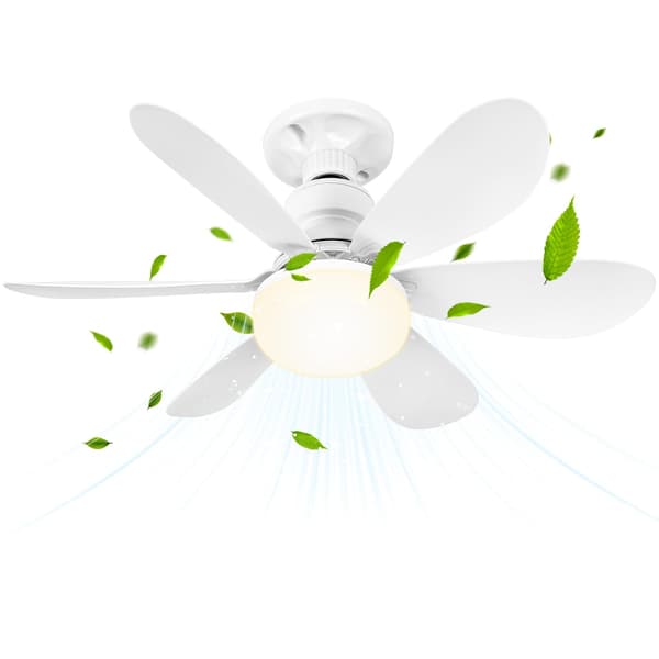 Ceiling Fan with Lamp and Remote Control, 52CM 40W Small Dimmable LED Ceiling Fan with E27 Socket, for Bedroom, 6 Blades, 3 Speeds, Timer