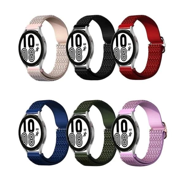 Elastisk Justerbar Nylon 20mm Smartklokke Erstatningsrem for Samsung Galaxy Watch 3/4/4 Classic/Active/Active 2,A