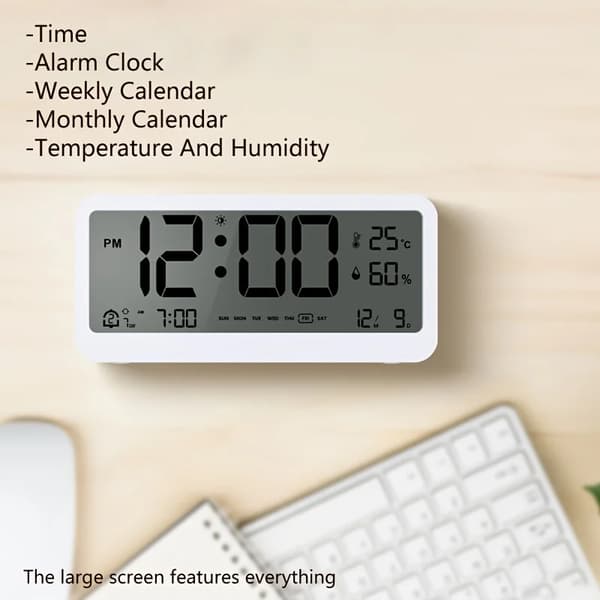 Multifunctional Digital Clock LED Adjustable Brightness Temperature and Humidity Display Dual Mode Alarm Clock G3440A