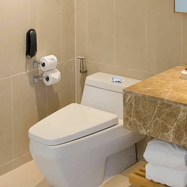 Universal toiletskylleknap til cisterne, dobbelt skyl, rundt design