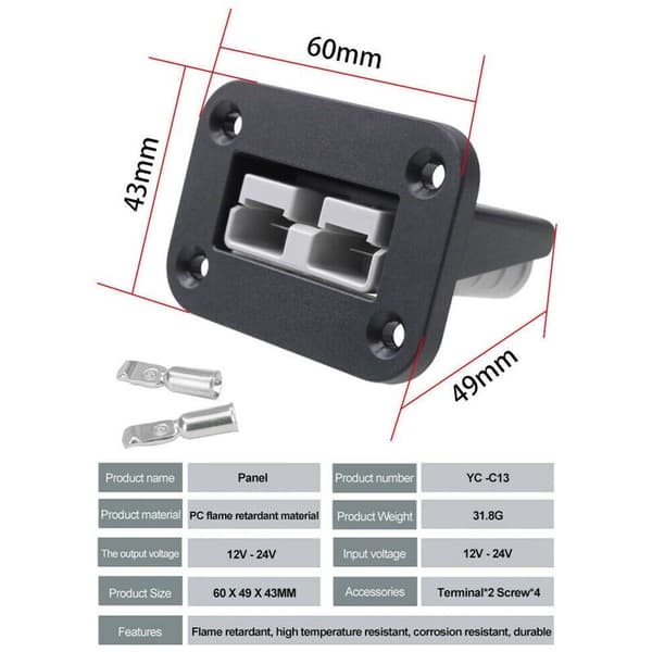 Egnet til Anderson Terminal Plug Connector 50A Vandtæt stik til kabelbil