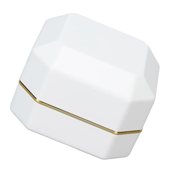 Luxury Ring Box Square Velvet Wedding Ring Case with LED Light for Proposal Engagement Wedding White