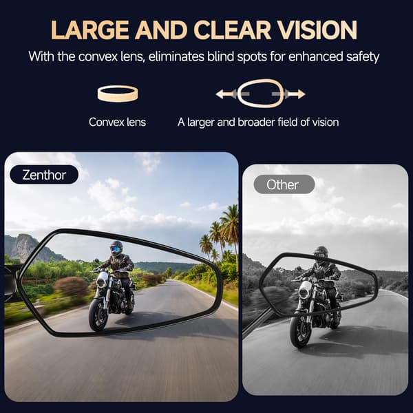 Et par motorcykelspejle - 7/8\" (22 mm) bakspejle til styr (sort)