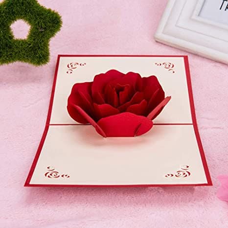 Valentine's Day Card Romantic Red Rose Handmade Card