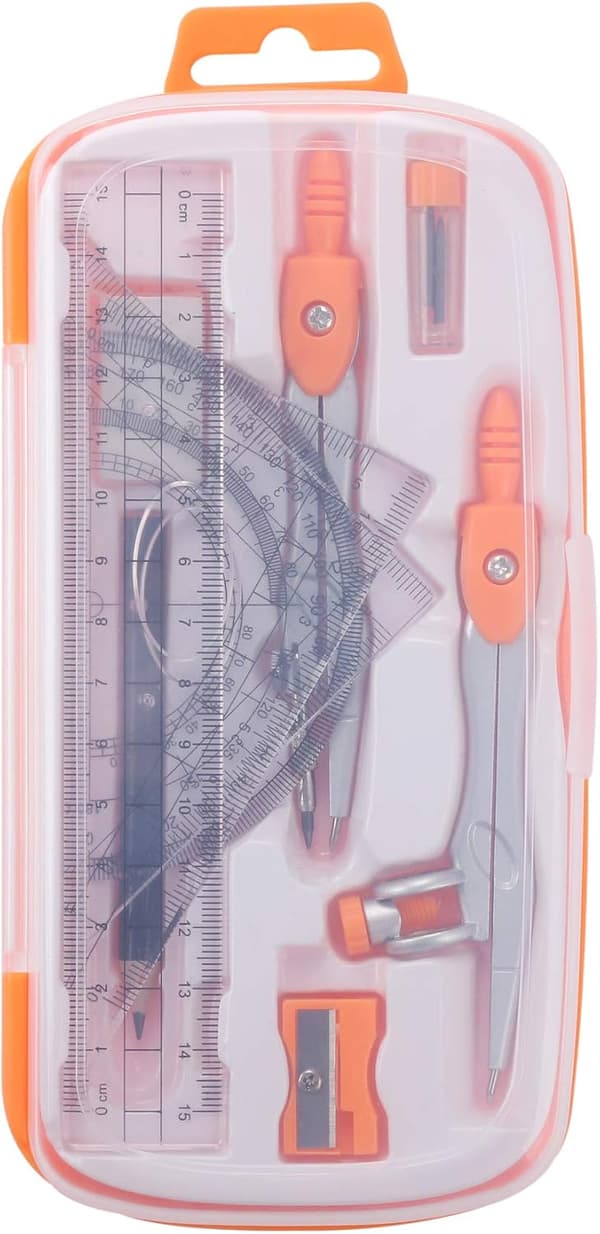 Mathematics Geometry Kit Set 10 Student Supplies with Unbreakable Storage